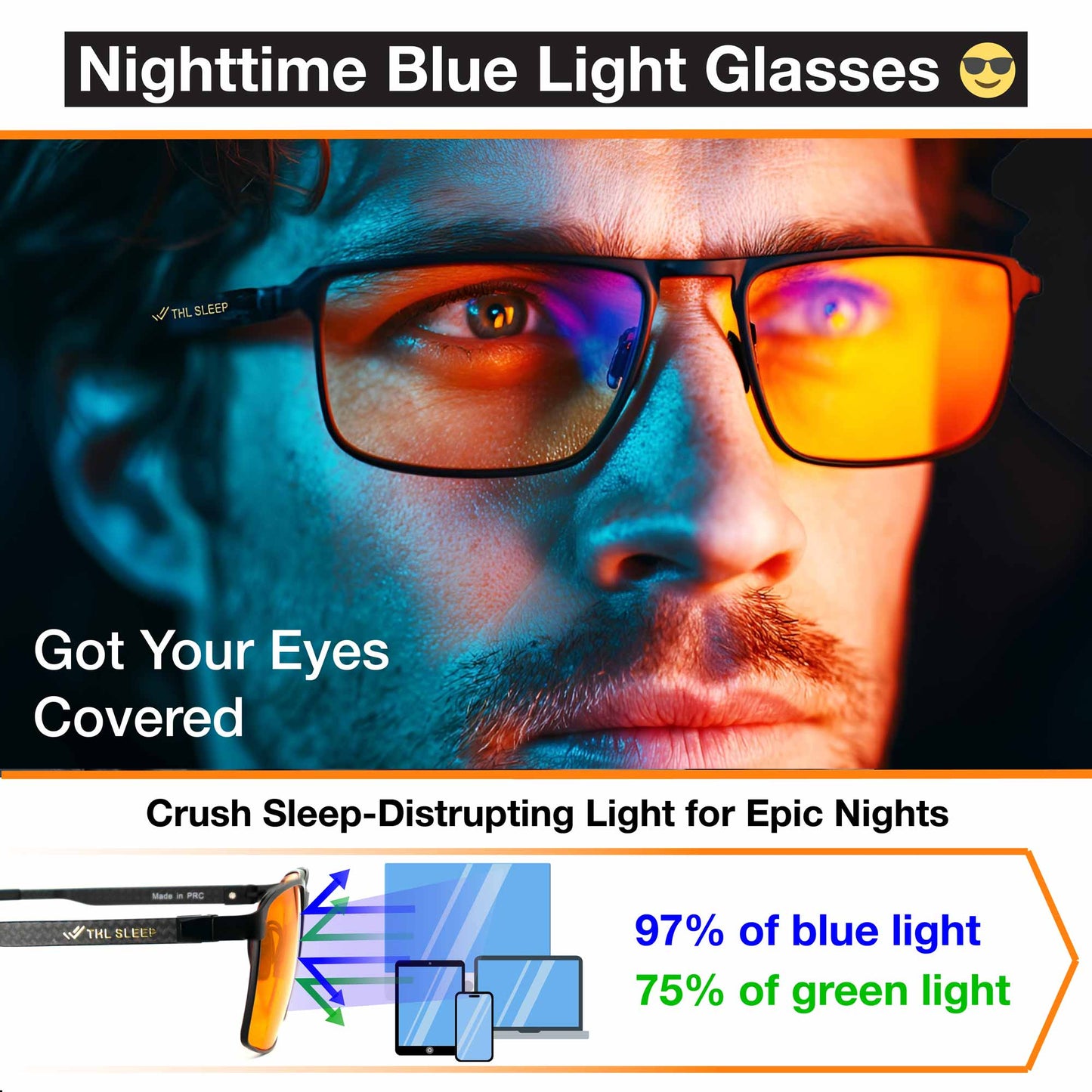 orange blue light blocking glasses sleep