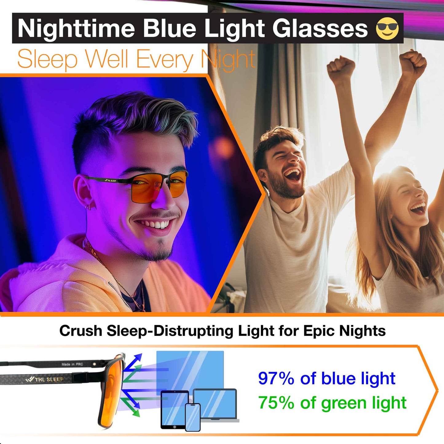 orange blue light blocking glasses sleep