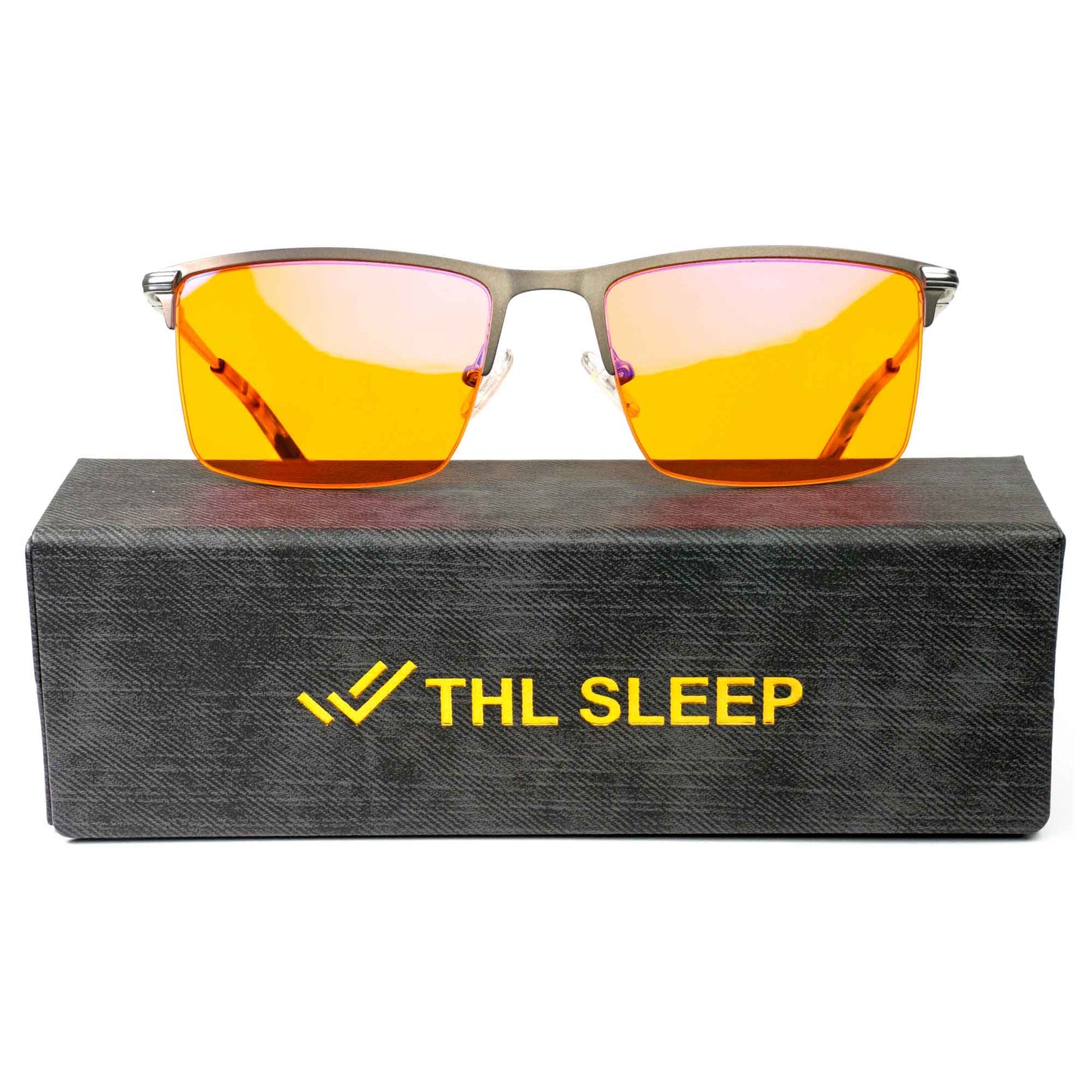 half rim blue light blocking glasses orange lens