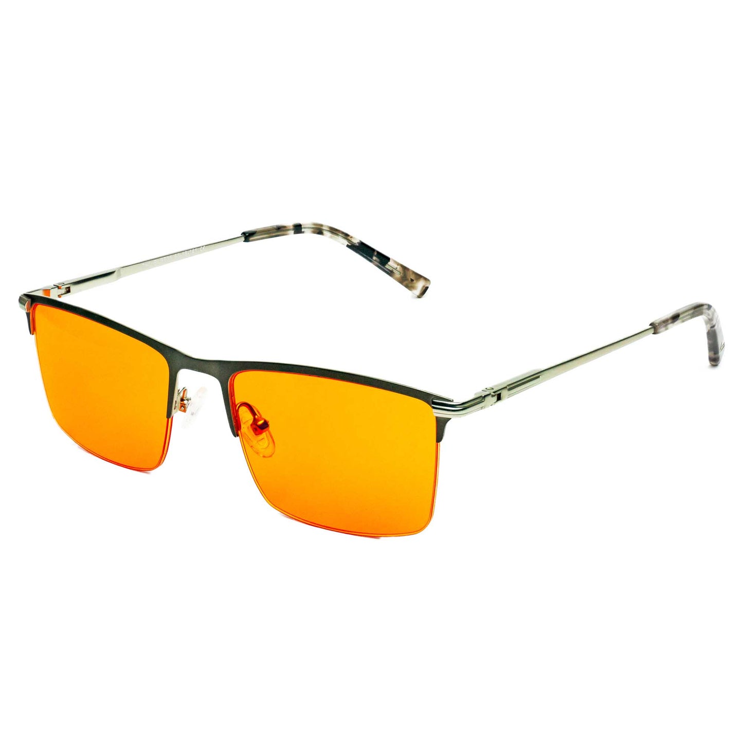 orange half rim blue light glasses