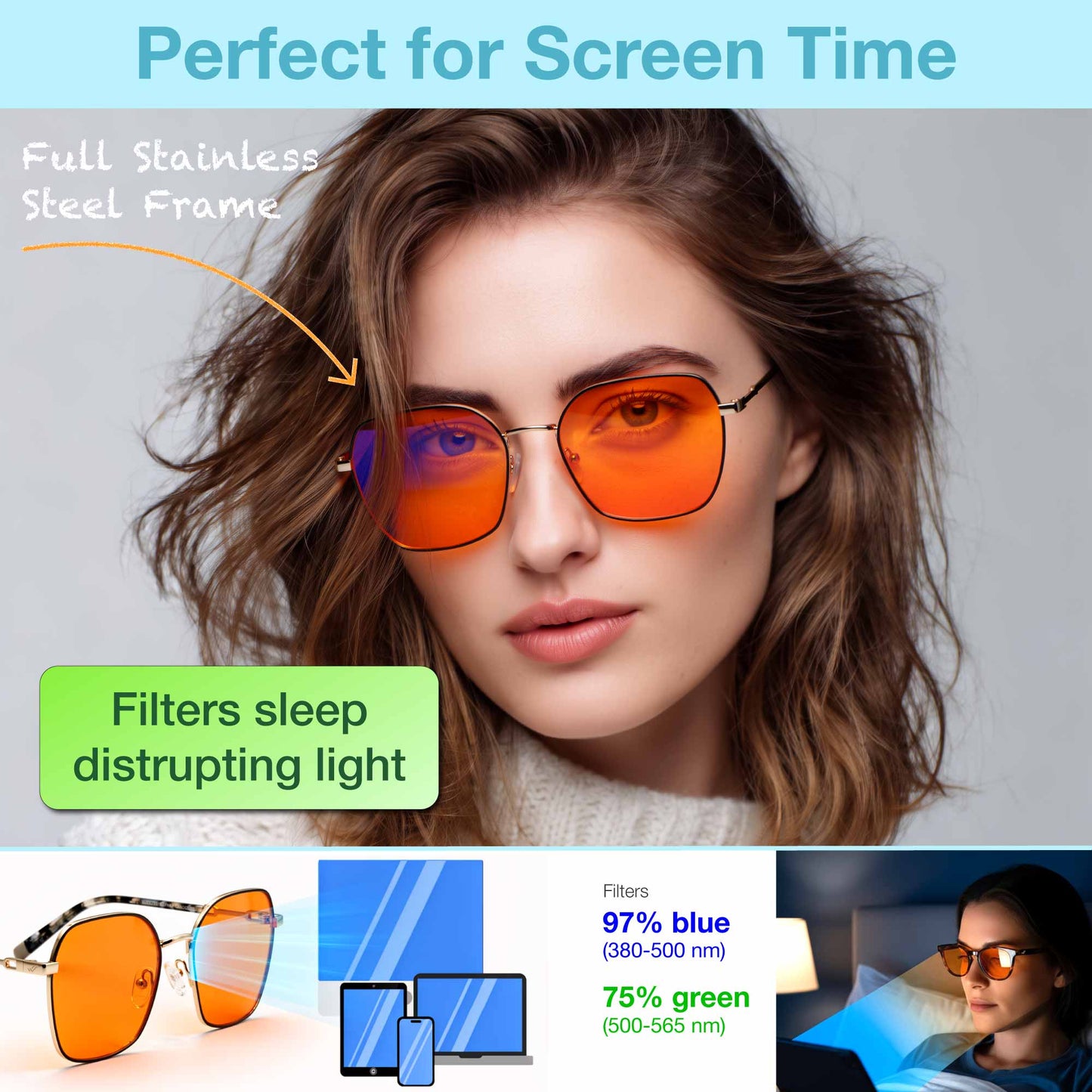 orange blue light glasses sleep