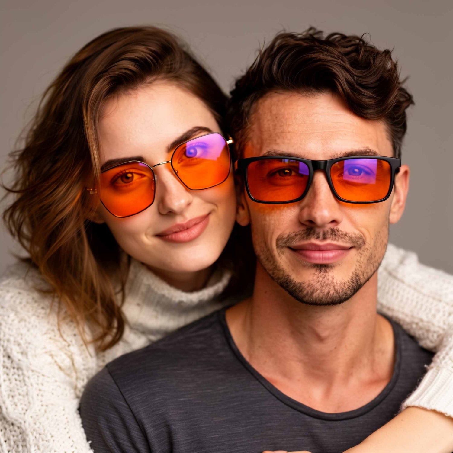hexagon orange blue light glasses