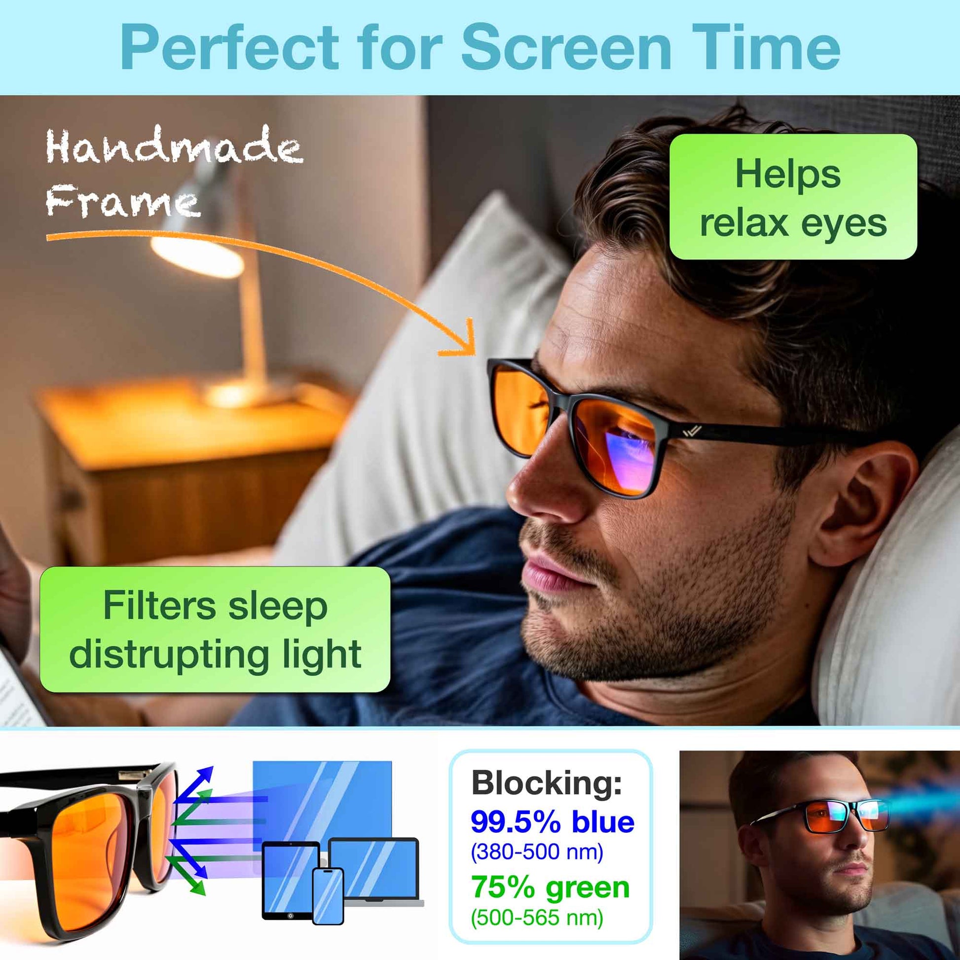 orange blue light blocking reading glasses