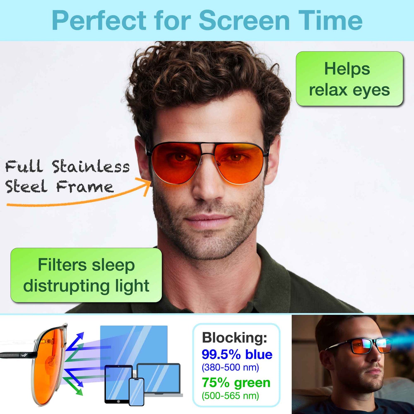 orange blue light blocking glasses